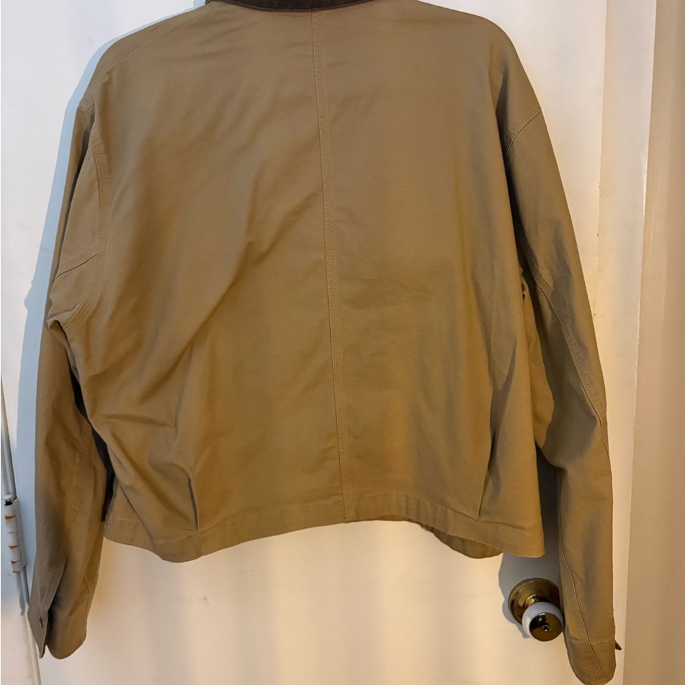 Uniqlo Khaki Utility Jacket with Dark Brown Corduroy Collar - Picture 3 of 3